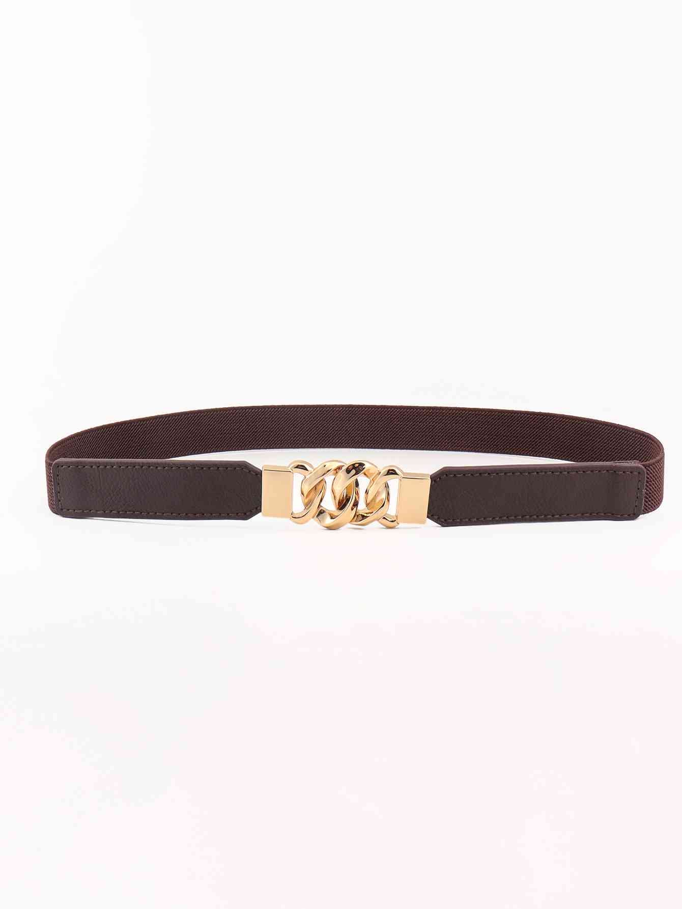 ElegantStyle Elastic PU Belt Zinc Alloy Buckle Women Fashion Adjustable