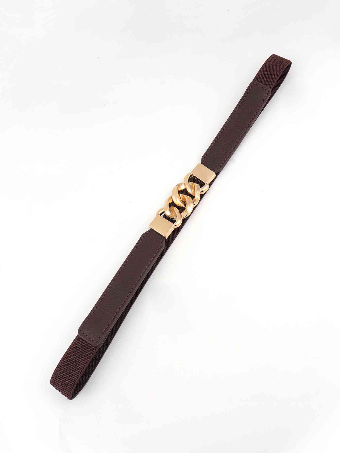 ElegantStyle Elastic PU Belt Zinc Alloy Buckle Women Fashion Adjustable