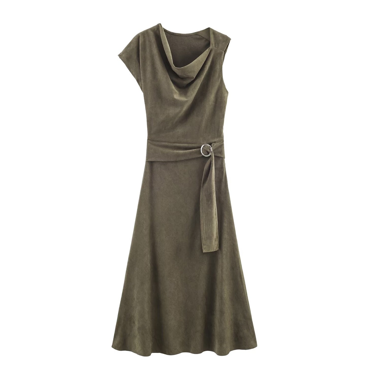 Women Clothing at Suede Effect Asymmetric Dress