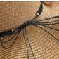 A Sunscreen Han Edition Big Beach Hat Wavy Skirt Together Leather Rope Weaving