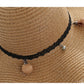 A Sunscreen Han Edition Big Beach Hat Wavy Skirt Together Leather Rope Weaving