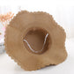 A Sunscreen Han Edition Big Beach Hat Wavy Skirt Together Leather Rope Weaving