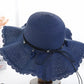 A Sunscreen Han Edition Big Beach Hat Wavy Skirt Together Leather Rope Weaving