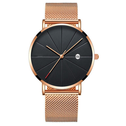 Men Stainless Steel Mesh Quartz Date Casual Classic Luxury Wrist Watch