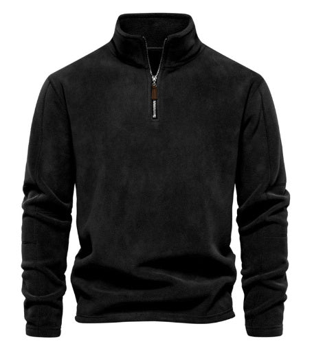 Men Fleece Stand Collar Zipper Sweatshirt Winter Casual Pullover Fashion Top