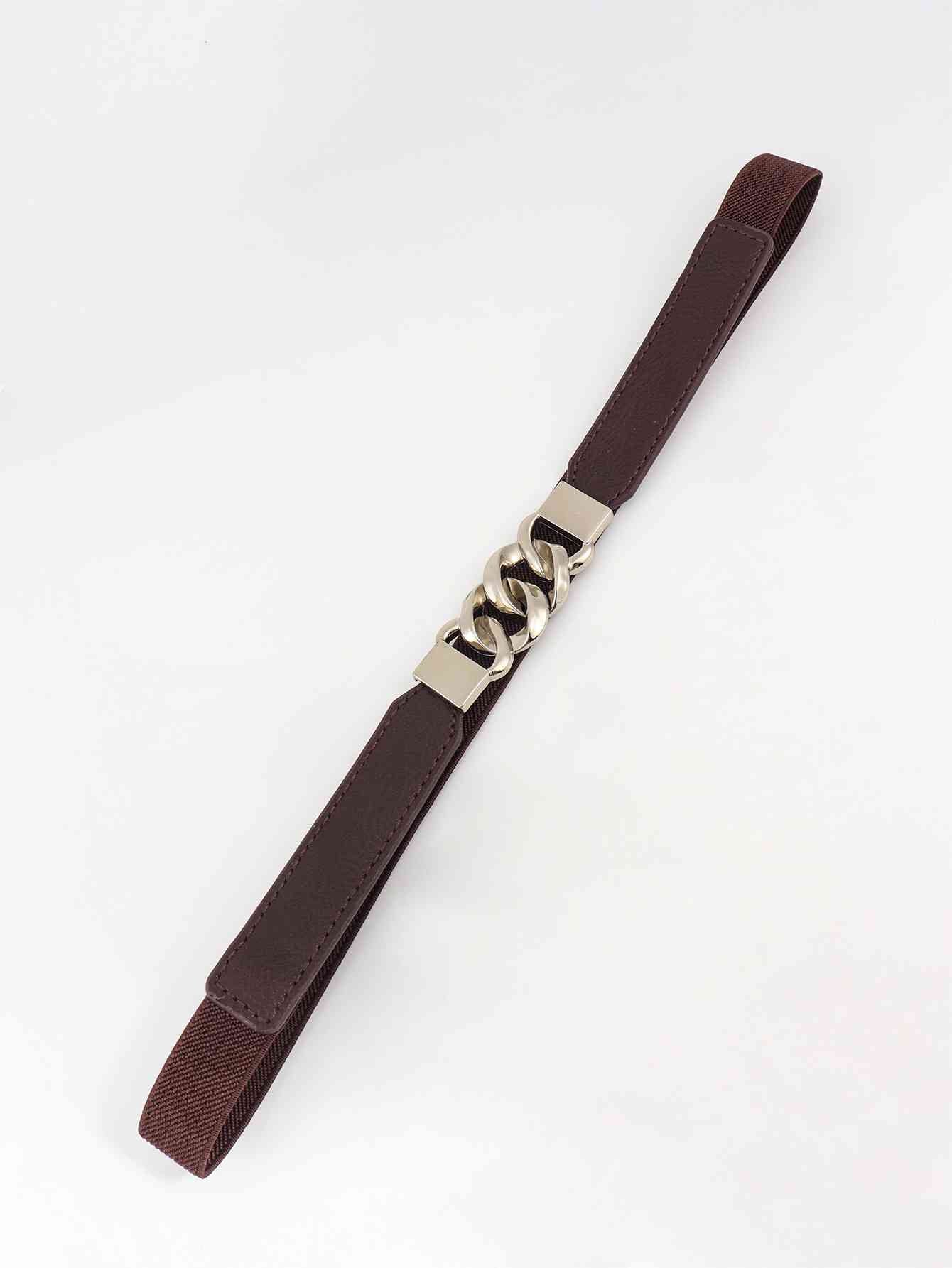 ElegantStyle Elastic PU Belt Zinc Alloy Buckle Women Fashion Adjustable