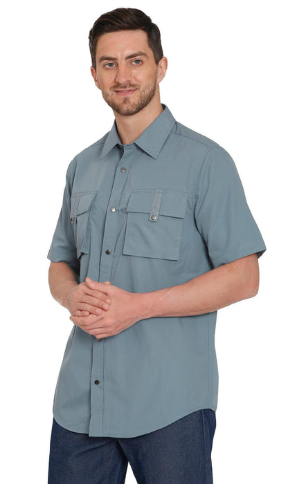 Men Short Sleeve Explorer Shirt Multi Pockets Cool Mesh Outdoor Wear