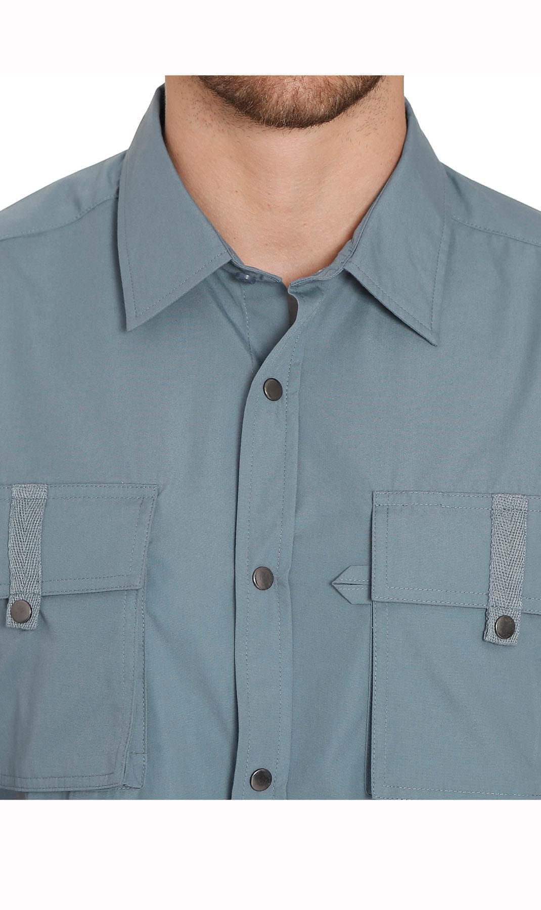 Men Short Sleeve Explorer Shirt Multi Pockets Cool Mesh Outdoor Wear