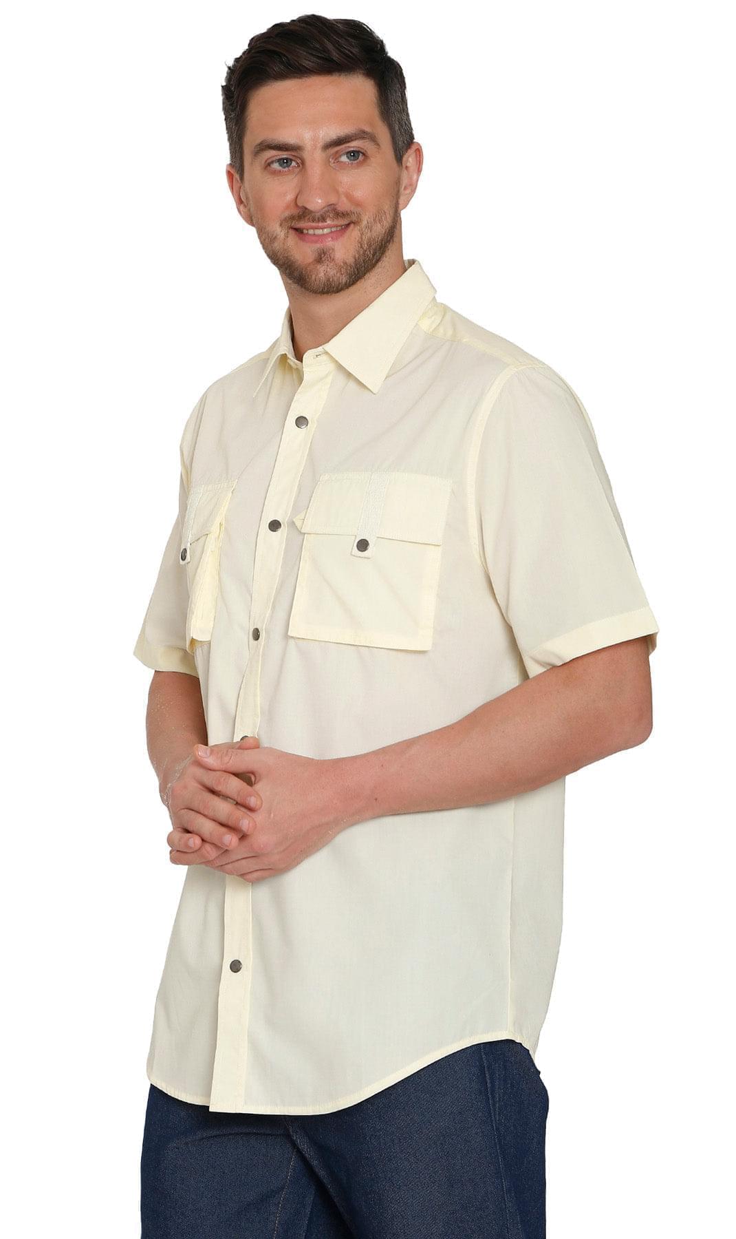 Men Short Sleeve Explorer Shirt Multi Pockets Cool Mesh Outdoor Wear