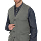 Men's Relaxed Fit Rib Knit Sweater Vest - Button Front with Pockets
