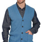 Men's Relaxed Fit Rib Knit Sweater Vest - Button Front with Pockets