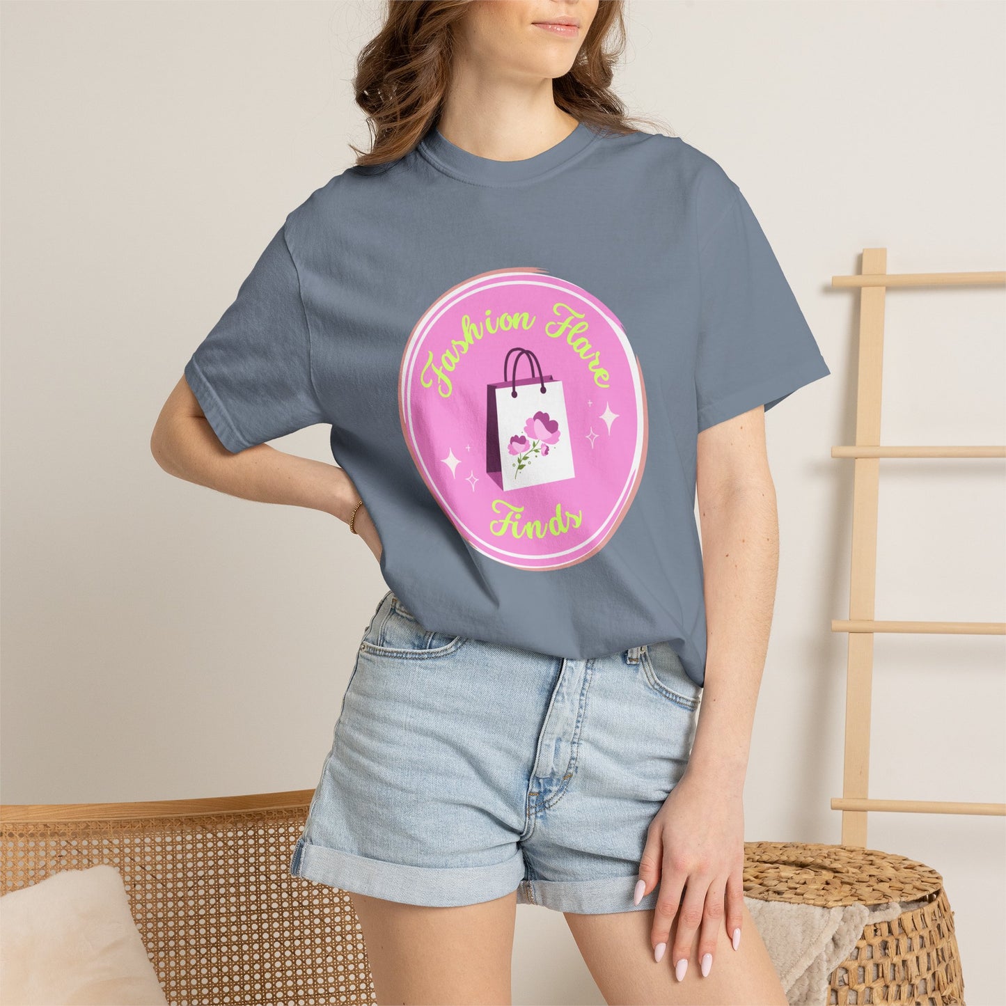 Fashion Flower Candy T-Shirt — Cute Pink Shopping Bag Graphic