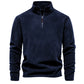 Men Fleece Stand Collar Zipper Sweatshirt Winter Casual Pullover Fashion Top