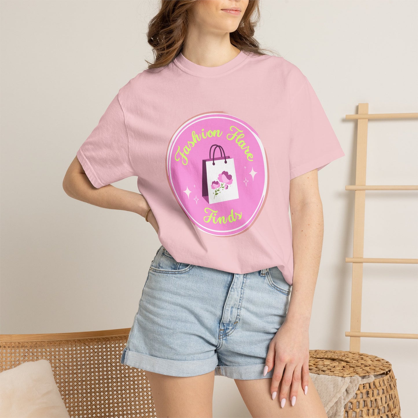 Fashion Flower Candy T-Shirt — Cute Pink Shopping Bag Graphic
