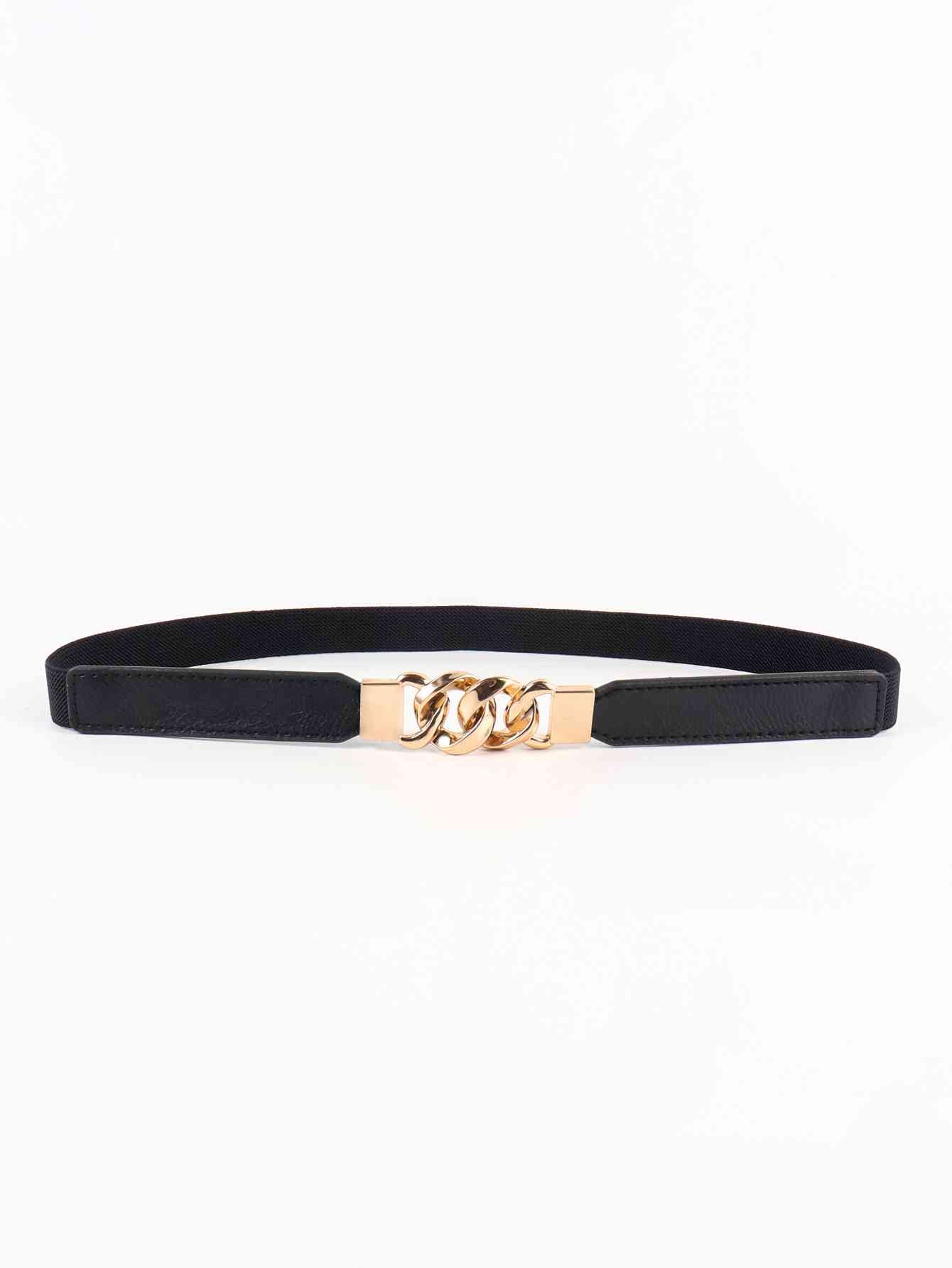 ElegantStyle Elastic PU Belt Zinc Alloy Buckle Women Fashion Adjustable