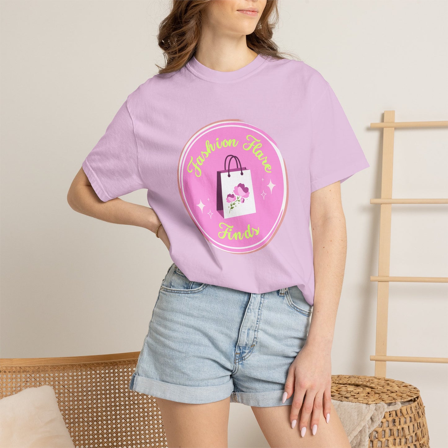 Fashion Flower Candy T-Shirt — Cute Pink Shopping Bag Graphic