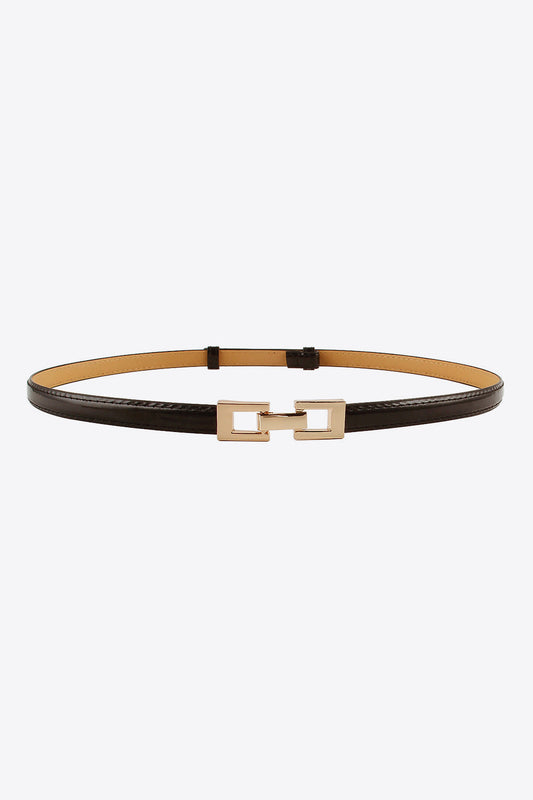 Black White Accessory PU Skinny Belt