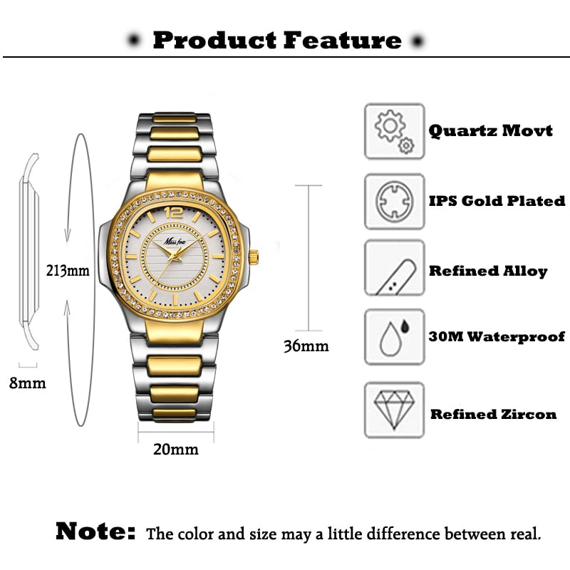 Women Geneva Quartz Luxury Diamond Gold Fashion Wrist Watch Elegant