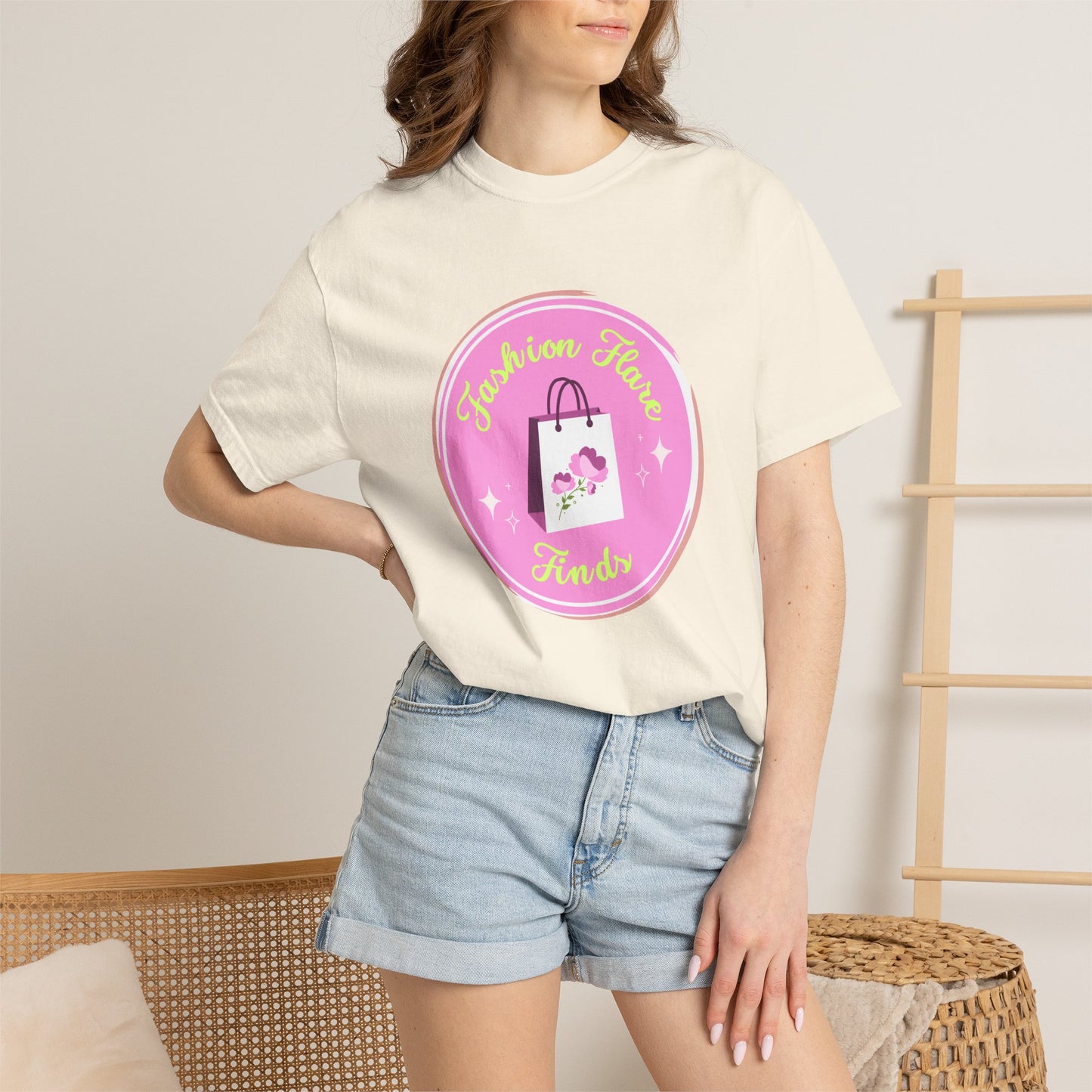 Fashion Flower Candy T-Shirt — Cute Pink Shopping Bag Graphic