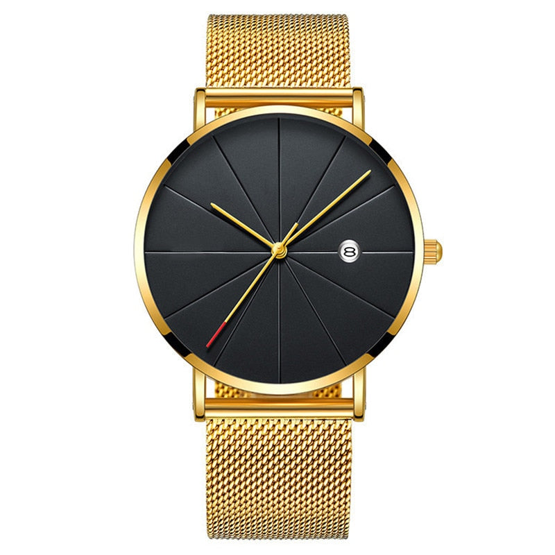 Men Stainless Steel Mesh Quartz Date Casual Classic Luxury Wrist Watch