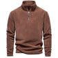 Men Fleece Stand Collar Zipper Sweatshirt Winter Casual Pullover Fashion Top