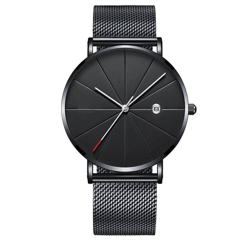 Men Stainless Steel Mesh Quartz Date Casual Classic Luxury Wrist Watch
