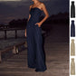 Women Backless Tube Top Wide Leg Jumpsuit Loose Fashion Overalls
