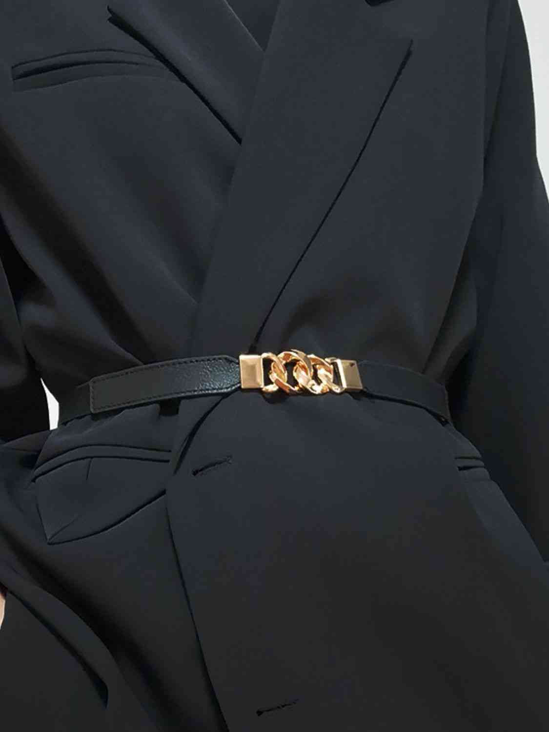 ElegantStyle Elastic PU Belt Zinc Alloy Buckle Women Fashion Adjustable