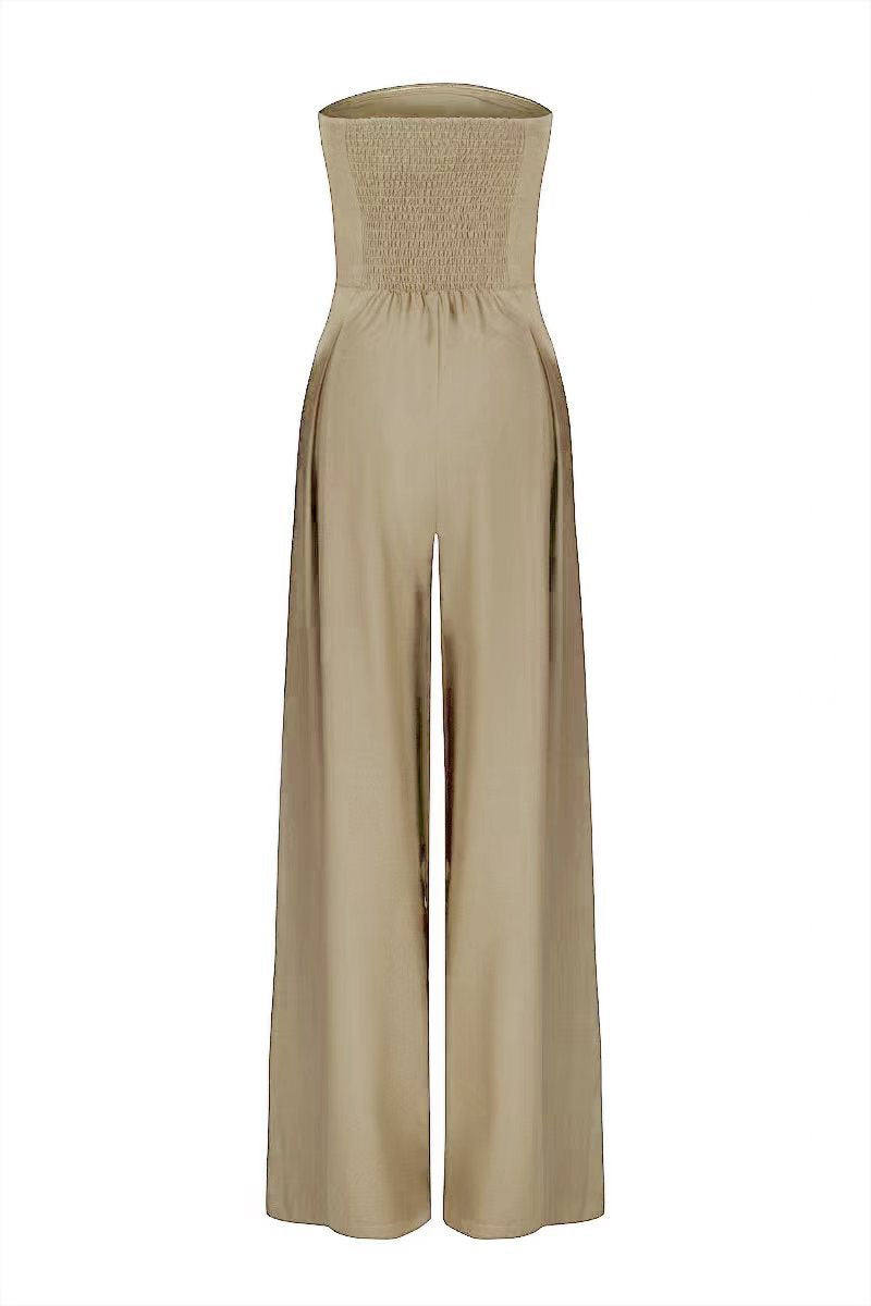Women Backless Tube Top Wide Leg Jumpsuit Loose Fashion Overalls