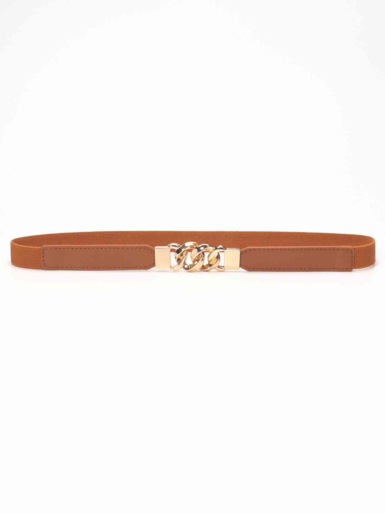 ElegantStyle Elastic PU Belt Zinc Alloy Buckle Women Fashion Adjustable