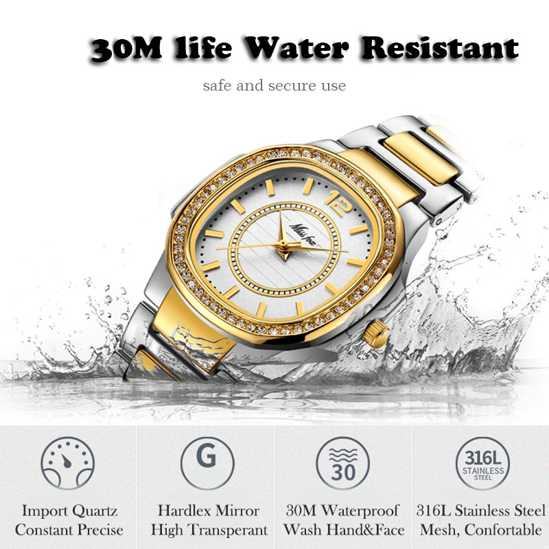Women Geneva Quartz Luxury Diamond Gold Fashion Wrist Watch Elegant