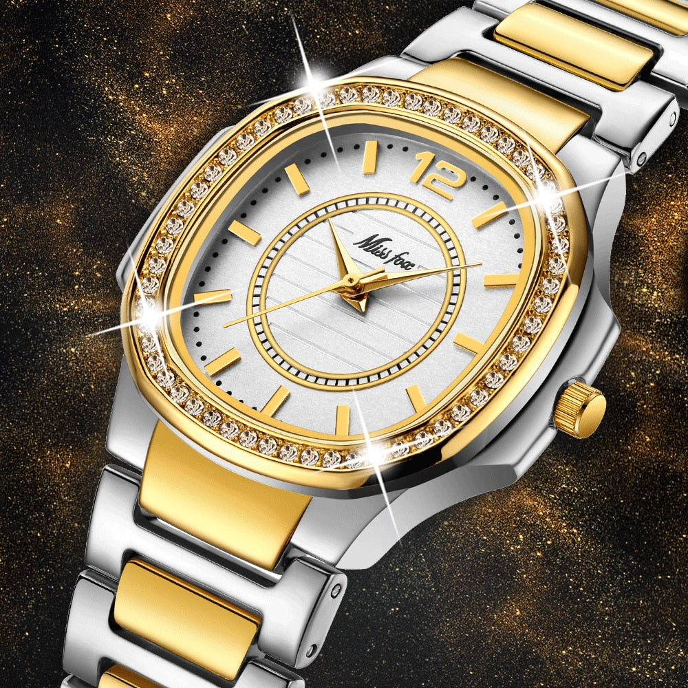Women Geneva Quartz Luxury Diamond Gold Fashion Wrist Watch Elegant