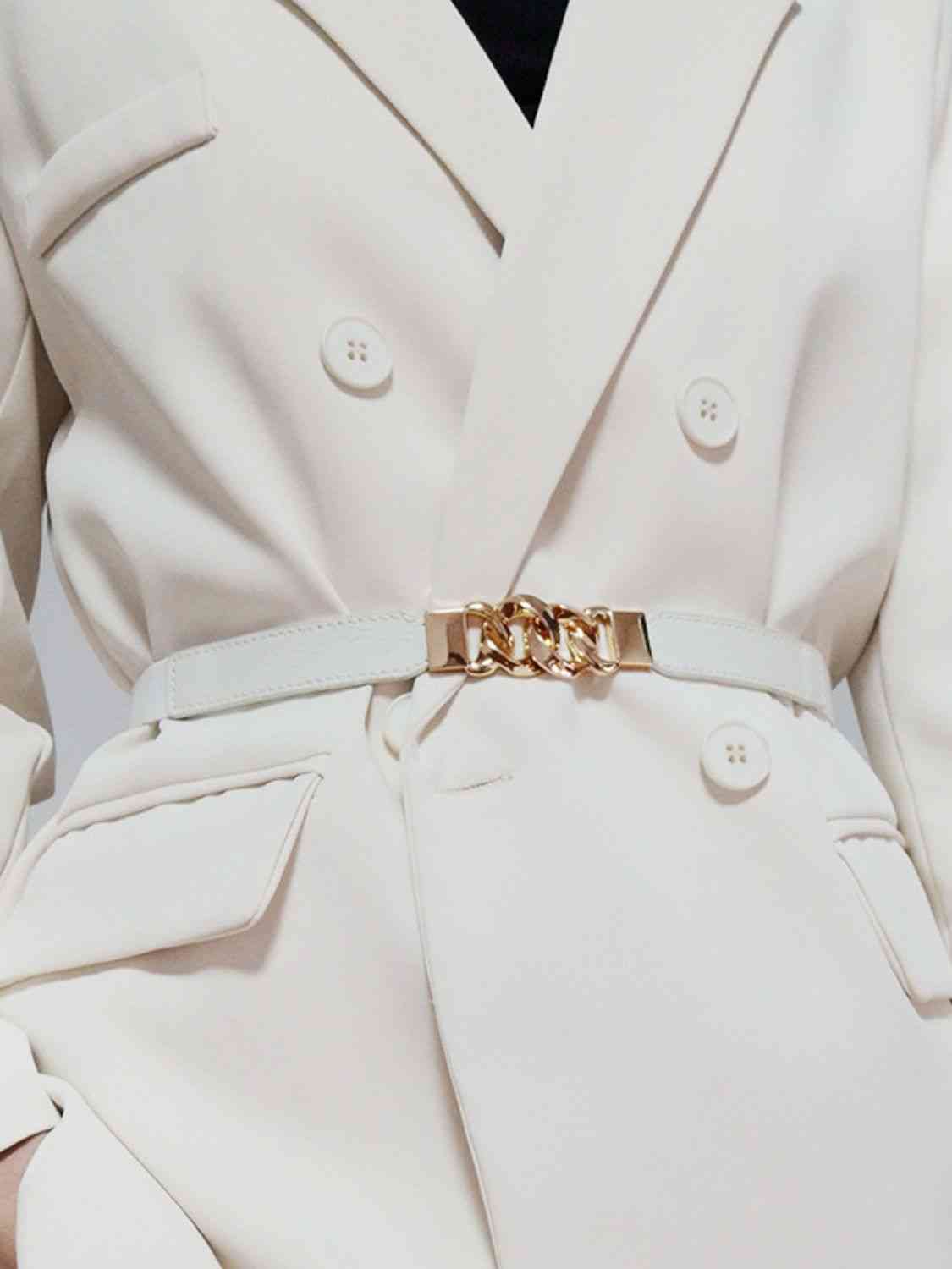 ElegantStyle Elastic PU Belt Zinc Alloy Buckle Women Fashion Adjustable