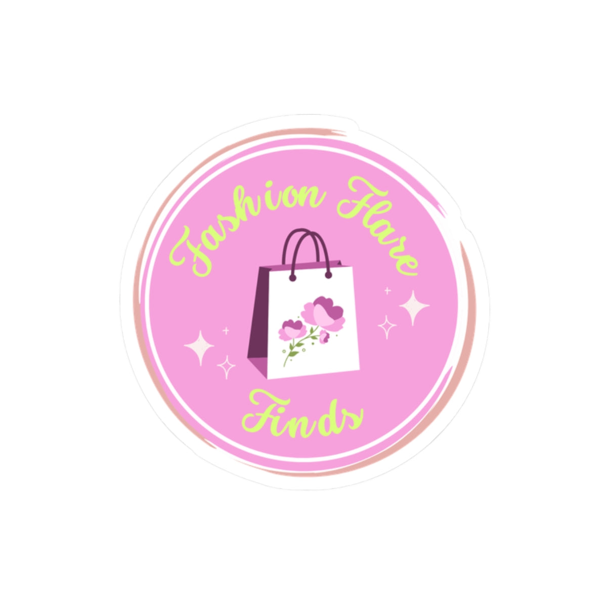 Fashion Flare Finds Kiss-Cut Sticker – Pink Shopping Bag Logo Sticker