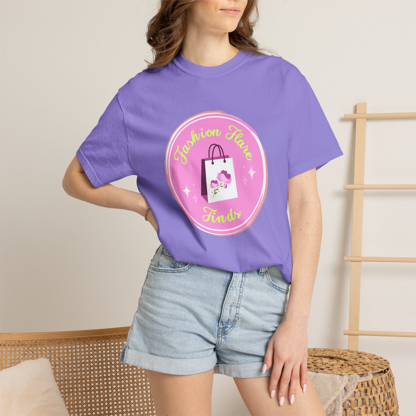 Fashion Flower Candy T-Shirt — Cute Pink Shopping Bag Graphic