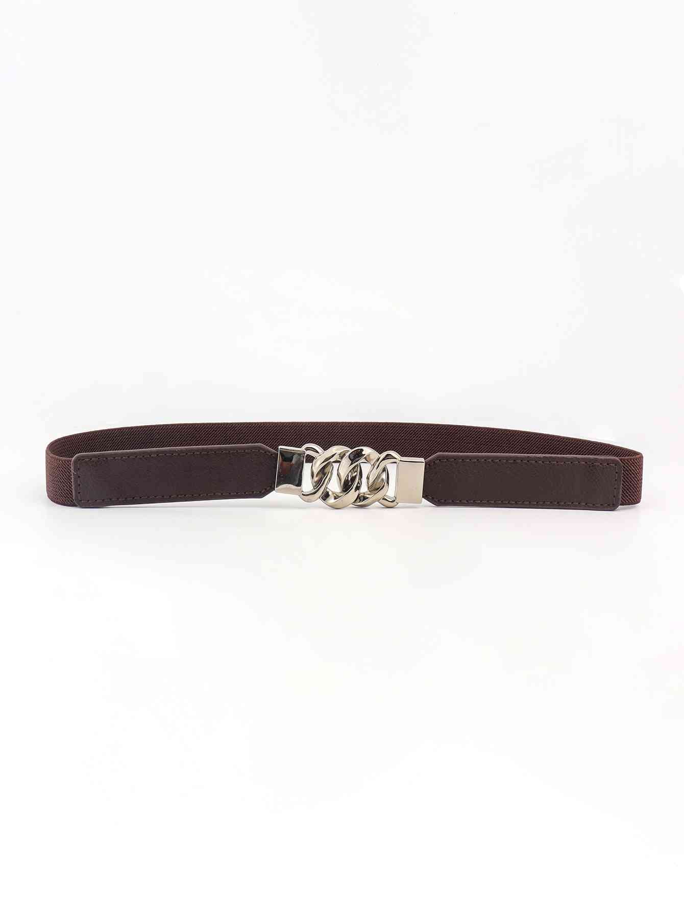 ElegantStyle Elastic PU Belt Zinc Alloy Buckle Women Fashion Adjustable