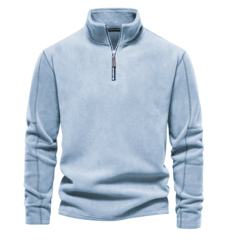 Men Fleece Stand Collar Zipper Sweatshirt Winter Casual Pullover Fashion Top
