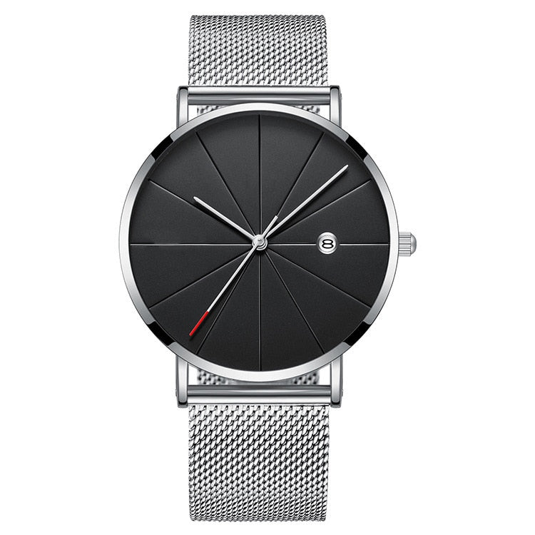 Men Stainless Steel Mesh Quartz Date Casual Classic Luxury Wrist Watch