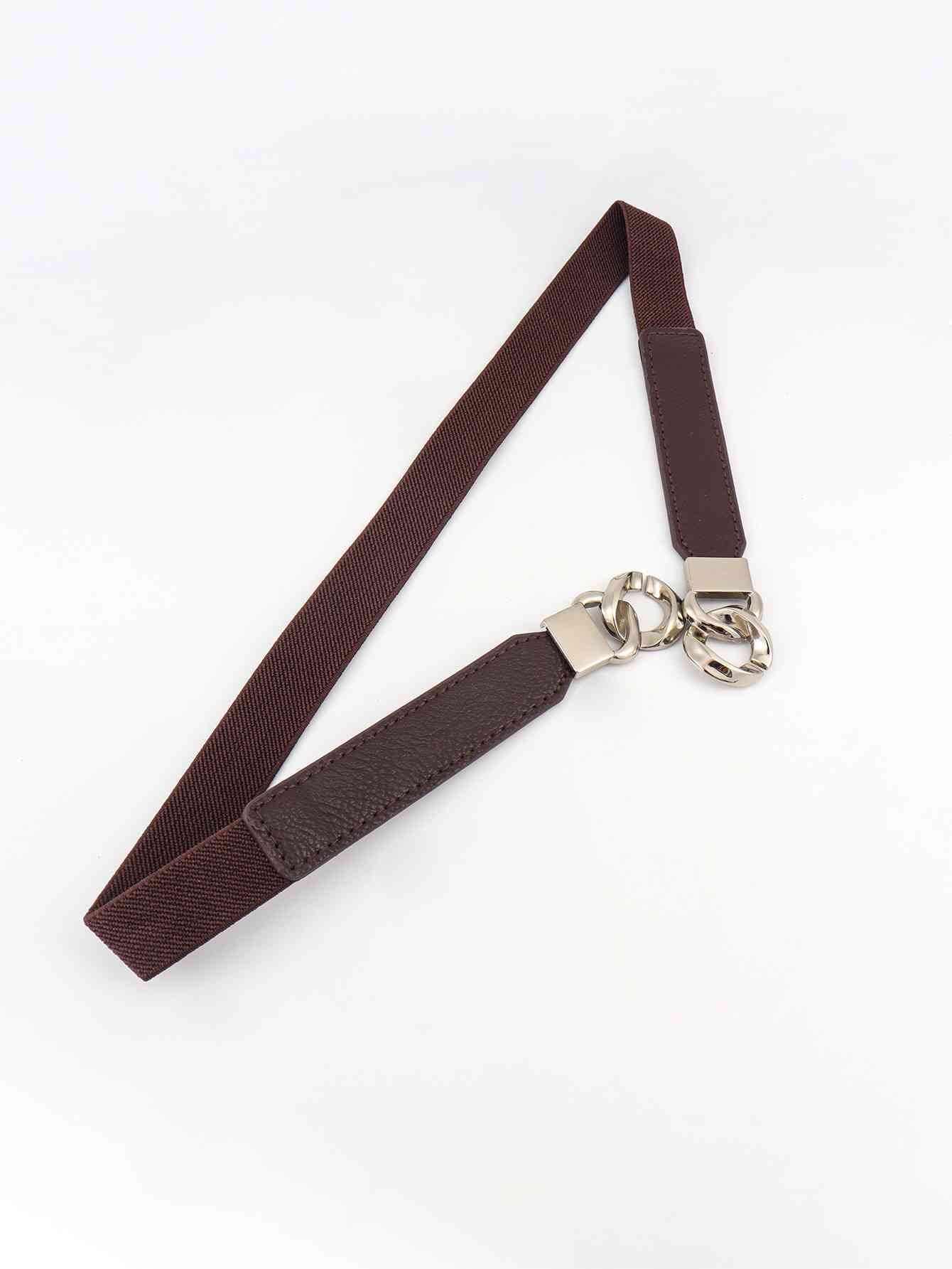 ElegantStyle Elastic PU Belt Zinc Alloy Buckle Women Fashion Adjustable