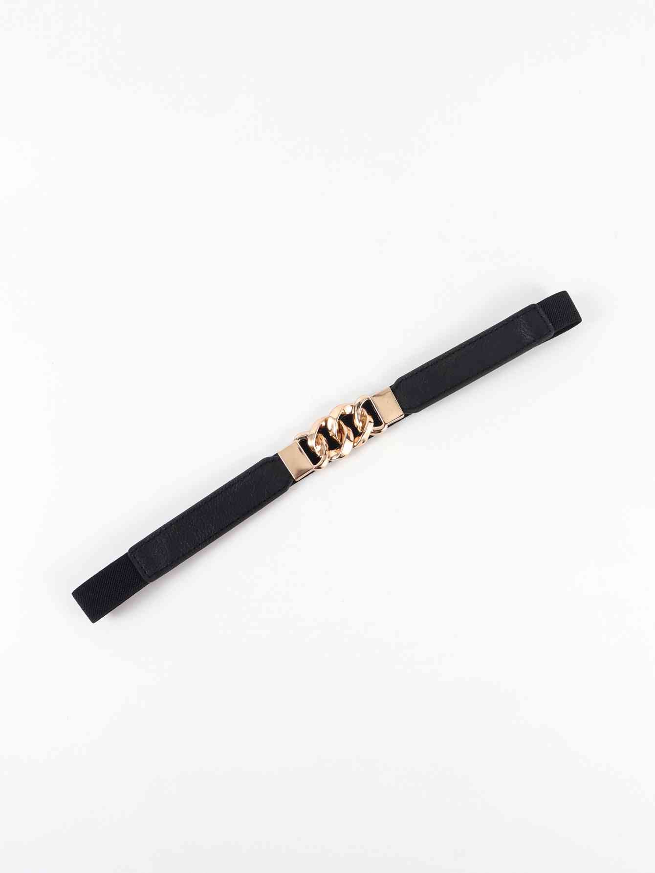ElegantStyle Elastic PU Belt Zinc Alloy Buckle Women Fashion Adjustable