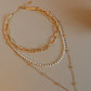 Synthetic Pearl Titanium Steel Three-Layered Necklace