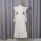Spring French Cutout Lace Stitching Court Waist Slimming Elegant Dress for Women
