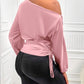 Women Satin Asymmetric Long Sleeve Diagonal Collar Autumn Winter Shirt Top