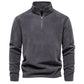 Men Fleece Stand Collar Zipper Sweatshirt Winter Casual Pullover Fashion Top