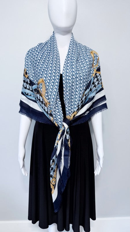Navy Blue Blanket Cashmere feel Square Scarf