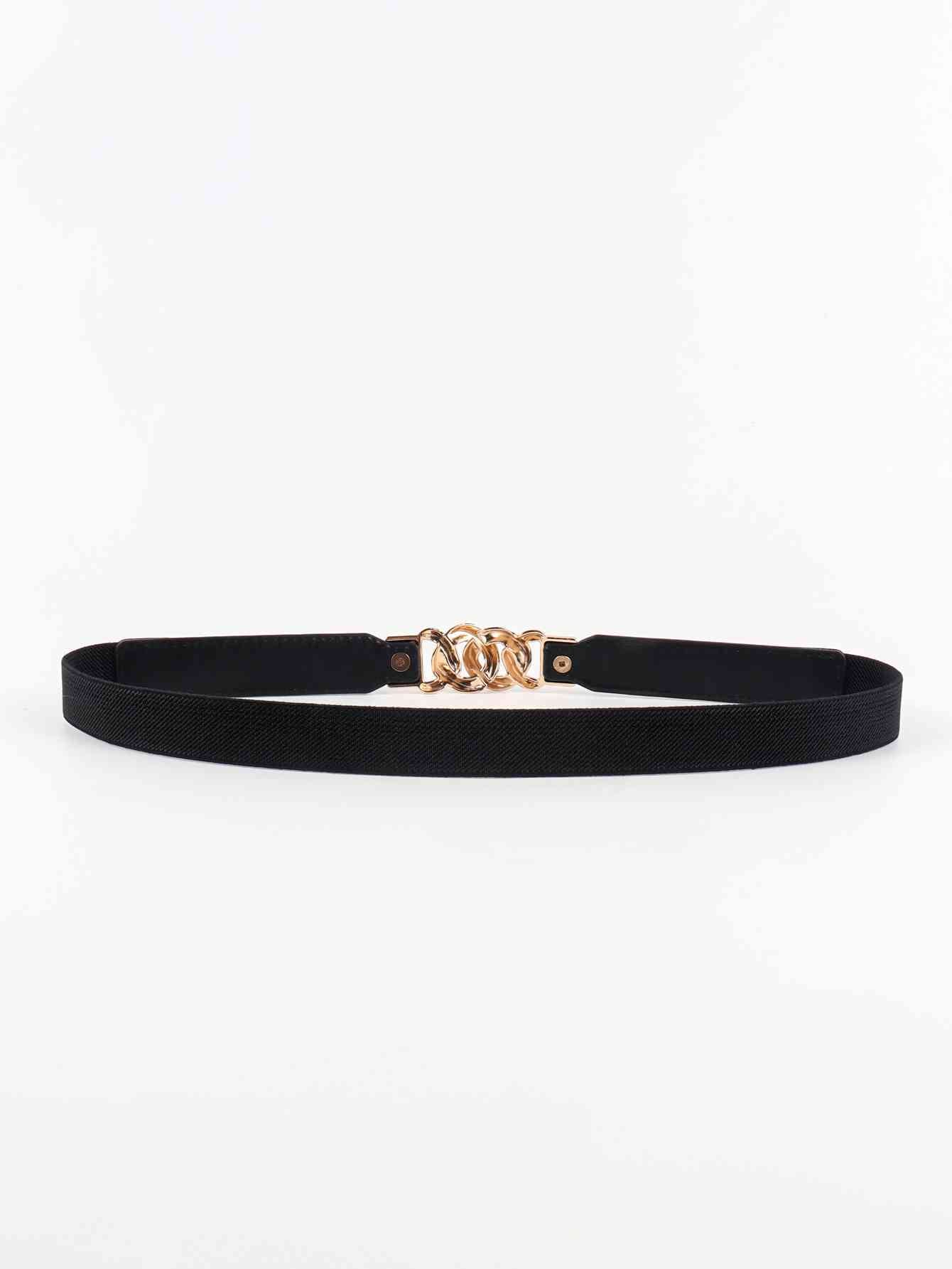 ElegantStyle Elastic PU Belt Zinc Alloy Buckle Women Fashion Adjustable
