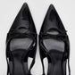 Women Black Patent Leather Bow Pointed Toe Thin Heel Sandals Elegant
