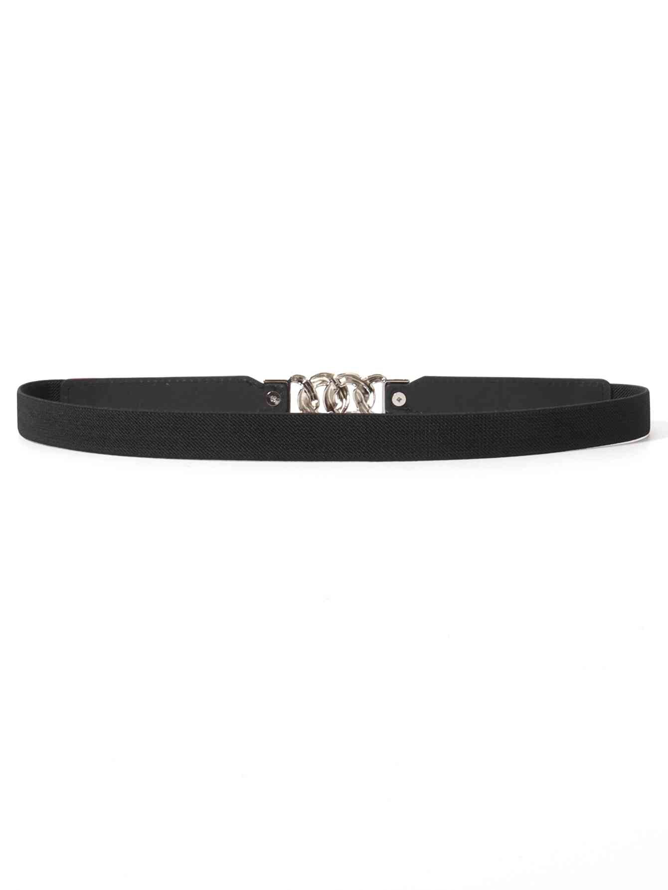 ElegantStyle Elastic PU Belt Zinc Alloy Buckle Women Fashion Adjustable