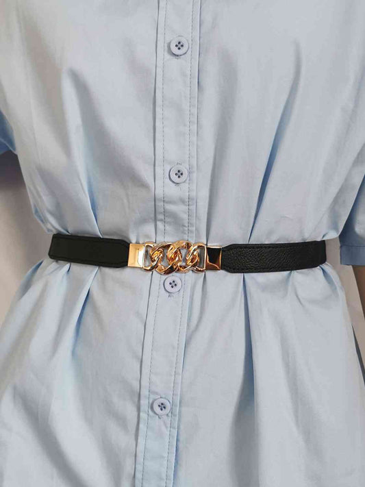 ElegantStyle Elastic PU Belt Zinc Alloy Buckle Women Fashion Adjustable
