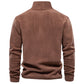 Men Fleece Stand Collar Zipper Sweatshirt Winter Casual Pullover Fashion Top